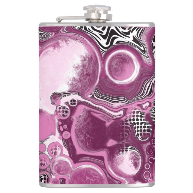 Flasques Pink, Magenta et Black Fluid Art Pour Peinture (Devant)