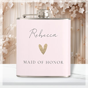 Flasques Pink Maid of Honor Heart Script moderne