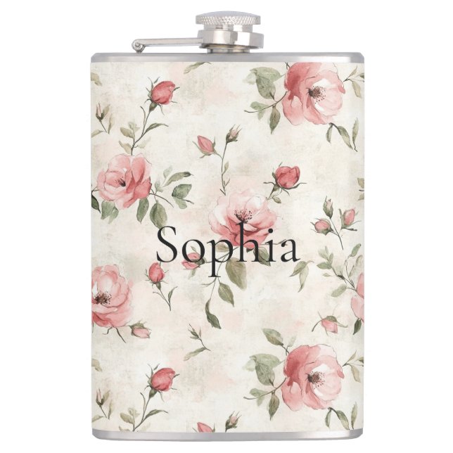 Flasques Pink Roses Floral  (Devant)