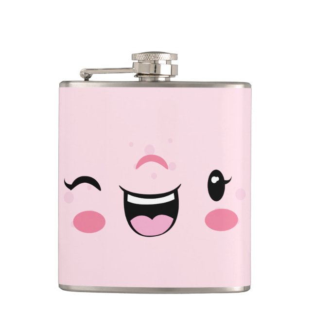 Flasques Pink Wing Kawaii Face Flask (Devant)