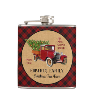 Flasques Plaid rouge de camion vintage de ferme d'arbre de