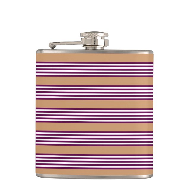 Flasques Plum et blanc cinq bandes motif avec bronzage (Devant)