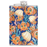 Poisson clown Dessin animé mignon Famille Sous l'e