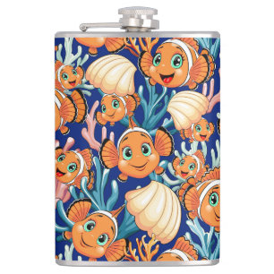 Flasques Poisson clown Dessin animé mignon Famille Sous l'e