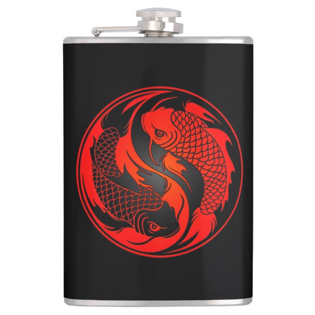Flasques Poissons rouges et noirs de Yin Yang Koi (Devant)