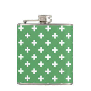 Flasques Polka blanche croise sur vert