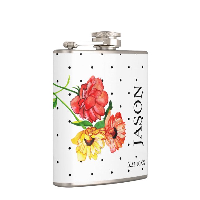 Flasques Polka Dot et Red Jaune Floral Groomsmen (Droite)