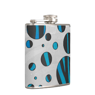 Flasques Polka Dot Zebra Motif noir et bleu