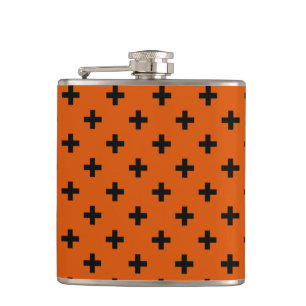 Flasques Polka noire croise sur orange