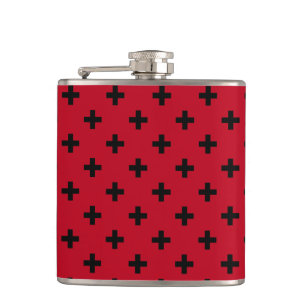 Flasques Polka noire croise sur rouge
