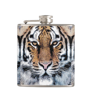 Flasques Portrait de rayures de tigre dans le style
