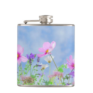 Flasques Prairie de fleurs sauvages roses jolies