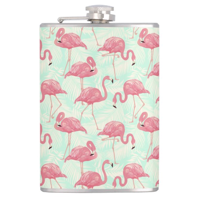 Flasques Preppy Chic Elegant Pink Flamingo Motif (Devant)