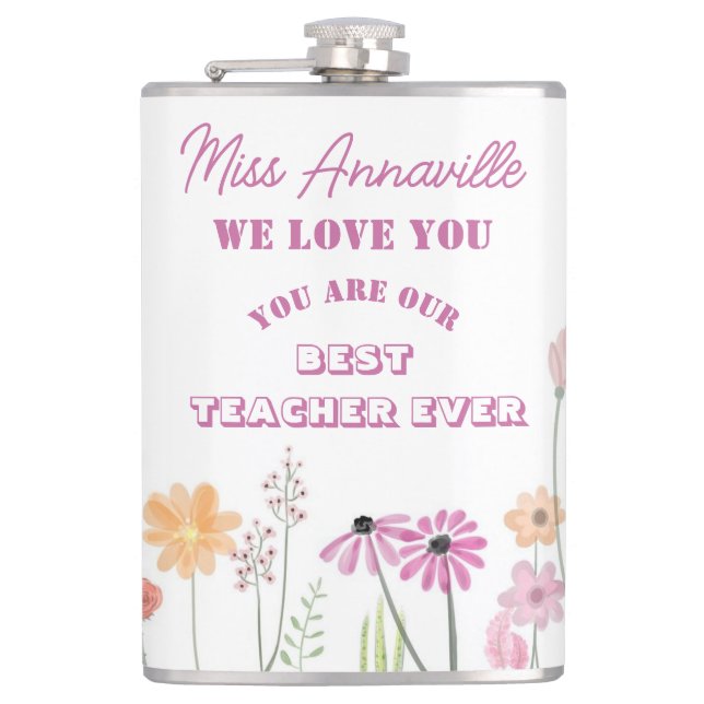 Flasques Professeur Floral tendance Meilleur enseignant Fla (Devant)