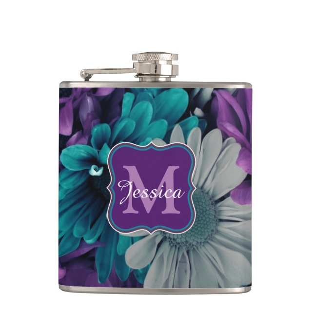 Flasques Purple and Blue Flower Smash Personnalisé (Devant)