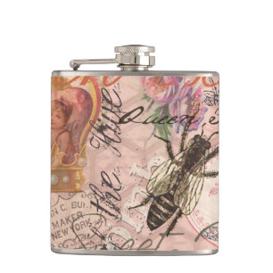 Flasques Queen Bee Vintage magnifique collage