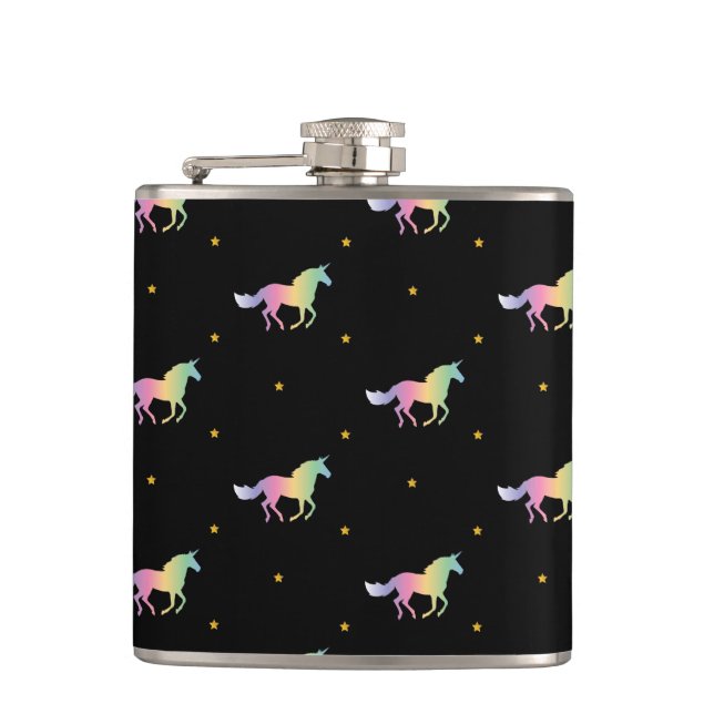 Flasques Rainbow Unicorns & Gold Stars Motif (Devant)