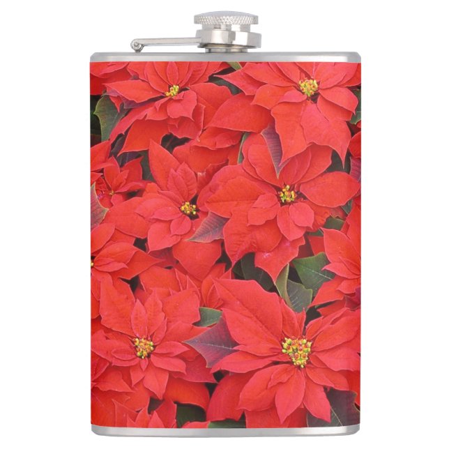 Flasques Red Poinsettias I Christmas Holiday Floral Photo (Devant)