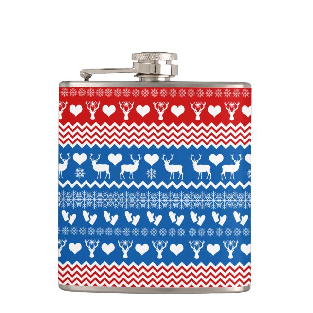 Flasques Rennes de Noël, Snowflakes et Mittens (Devant)