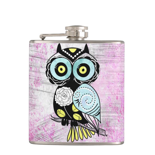 Flasques Rétro hibou fait sur commande (Devant)