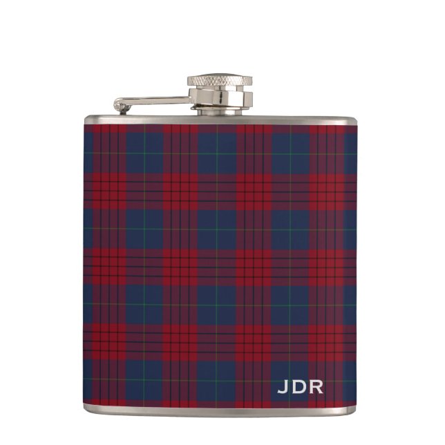 Flasques Robinson Tartan Monogram Marine Blue and Red Plaid (Devant)