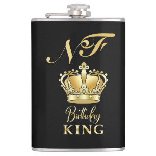 Flasques Roi d'anniversaire Couronne d'or Royale Monogramme