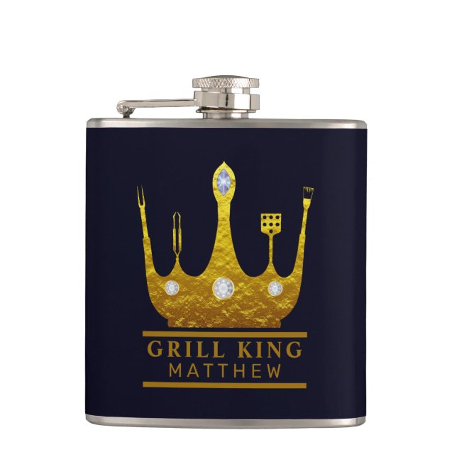 Flasques Roi du BBQ Couronne Royale Navy Faites Votre Propr (Devant)