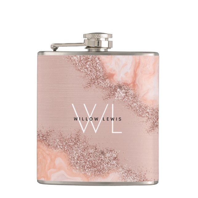 Flasques Rose Gold Blush rose Agate Géode Parties scintilla (Devant)