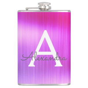 Flasques Rose - nom de monogramme balayé par pourpre en