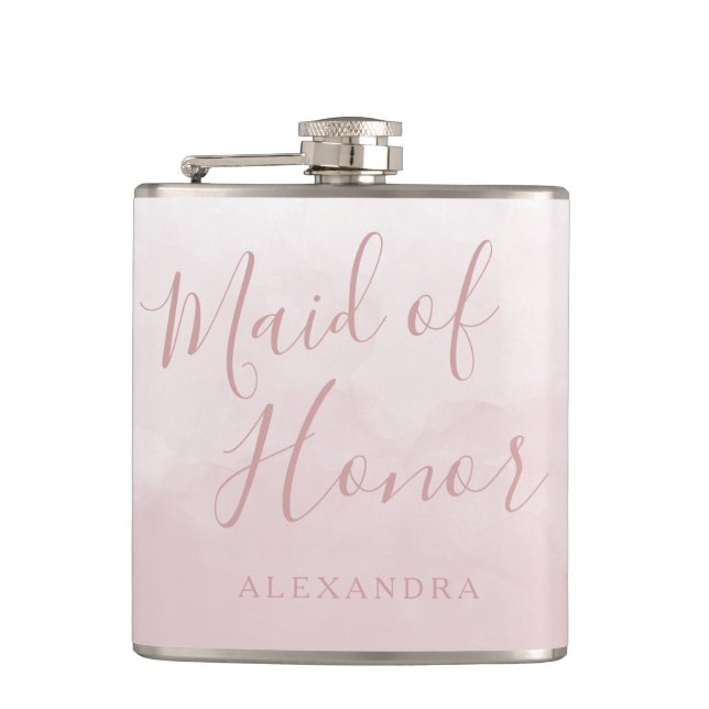 Flasques Rose rose pâle Mariage Maid of Honor Cadeau (Devant)