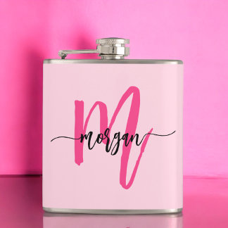 Flasques Rose vif Monogramme Fête de jeune fille Bacheloret