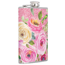 Roses d'aquarelle en Parties scintillant rose et c