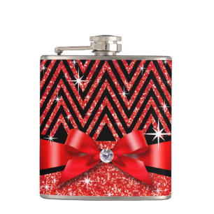 Flasques Rouge de l'arc de diamant de Chevron Bling de