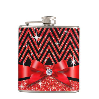 Flasques Rouge de l'arc | de diamant de Chevron Bling de