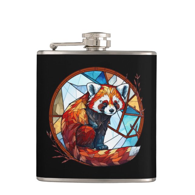 Flasques Rouge Panda Animal Portrait Vitrail Faune (Devant)