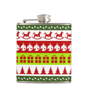Flasques Rouge Vert moche Sweater de Noël Clipart de fête