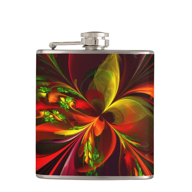 Flasques Rouge vert moderne Floral Abstrait Art Motif #05 (Devant)