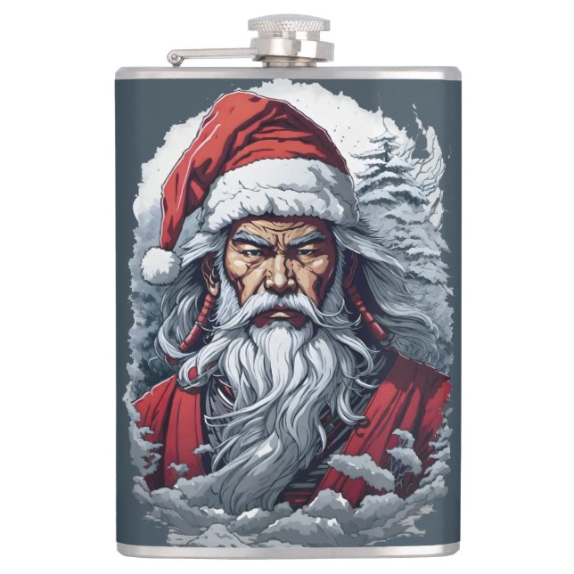 Flasques Samurai Père Noël Warrior Christmas Art Cadeau (Devant)