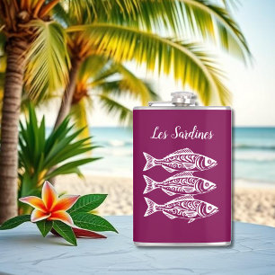 Flasques Sardines-Hawaïen-Pêcheur Couleur de vin de base