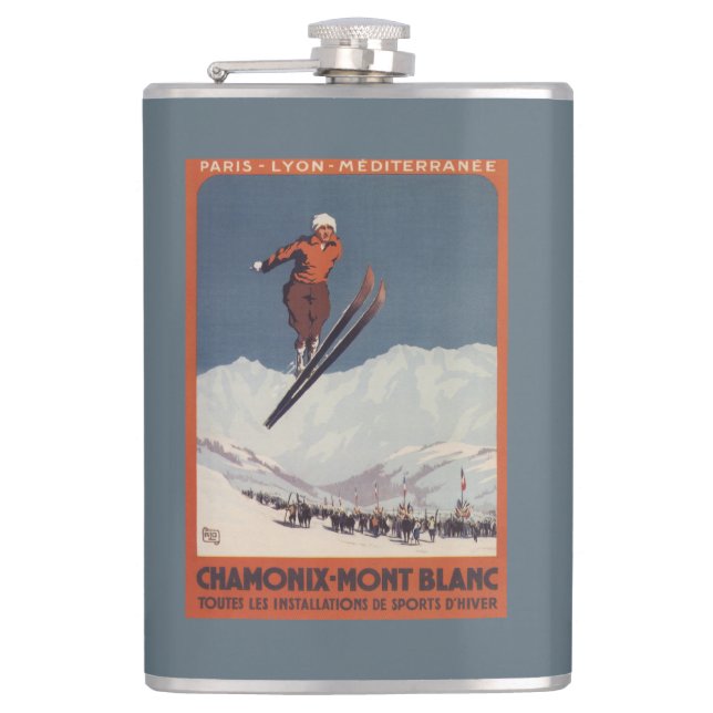 Flasques Saut à skis - affiche olympique de promo de PLM (Devant)