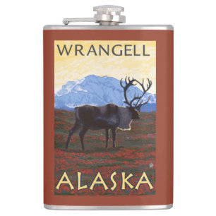 Flasques Scène de caribou - Wrangell, Alaska