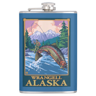 Flasques Scène de pêche de mouche - Wrangell, Alaska