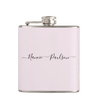 Flasques Script rose pâle moderne et minimaliste Nom person