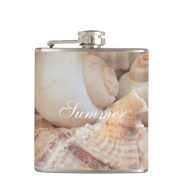 Flasques Sea Shells, Summer Beach Exotic Troptic Romantic (Devant)