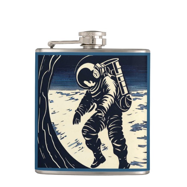 Flasques SF - Astronaut sur Spacewalk Woodcut 3 (Devant)