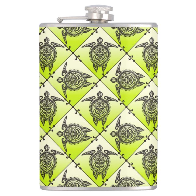 Flasques Shamanic Tortues de mer Motif - vert (Devant)
