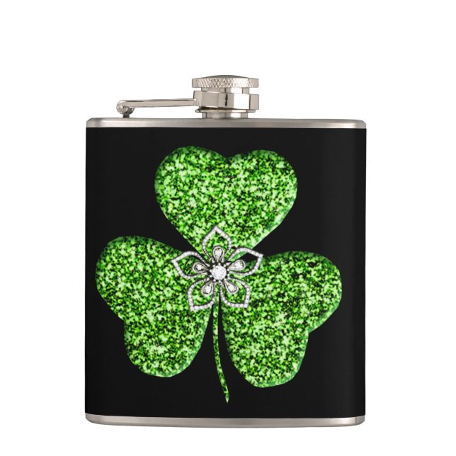 Flasques Shamrock parties scintillant Et Fleur (Devant)