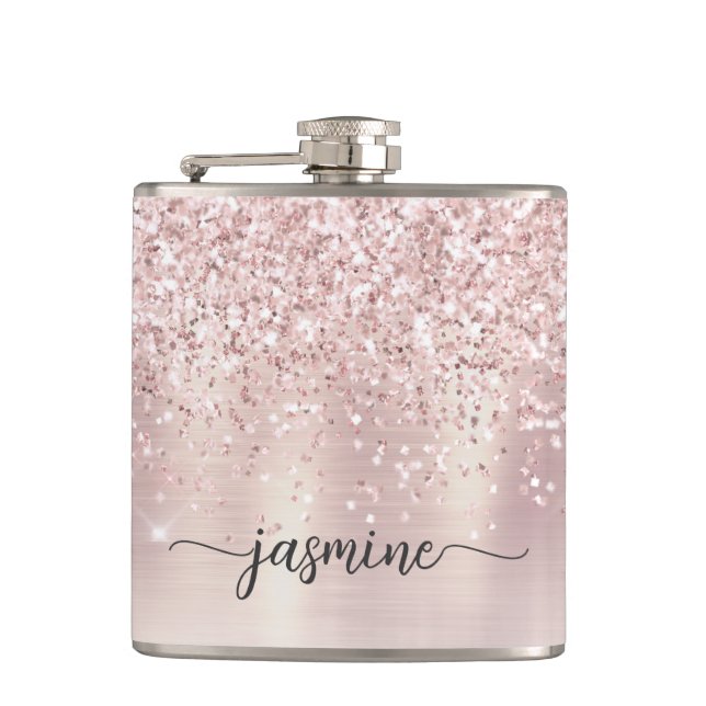 Flasques Signature de nom de monogramme scintillant en or r (Devant)
