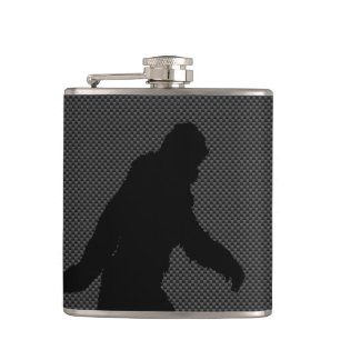 Flasques Silhouette de Sasquatch sur le décor de fibre de