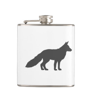 Flasques Silhouette noire d'un renard moelleux